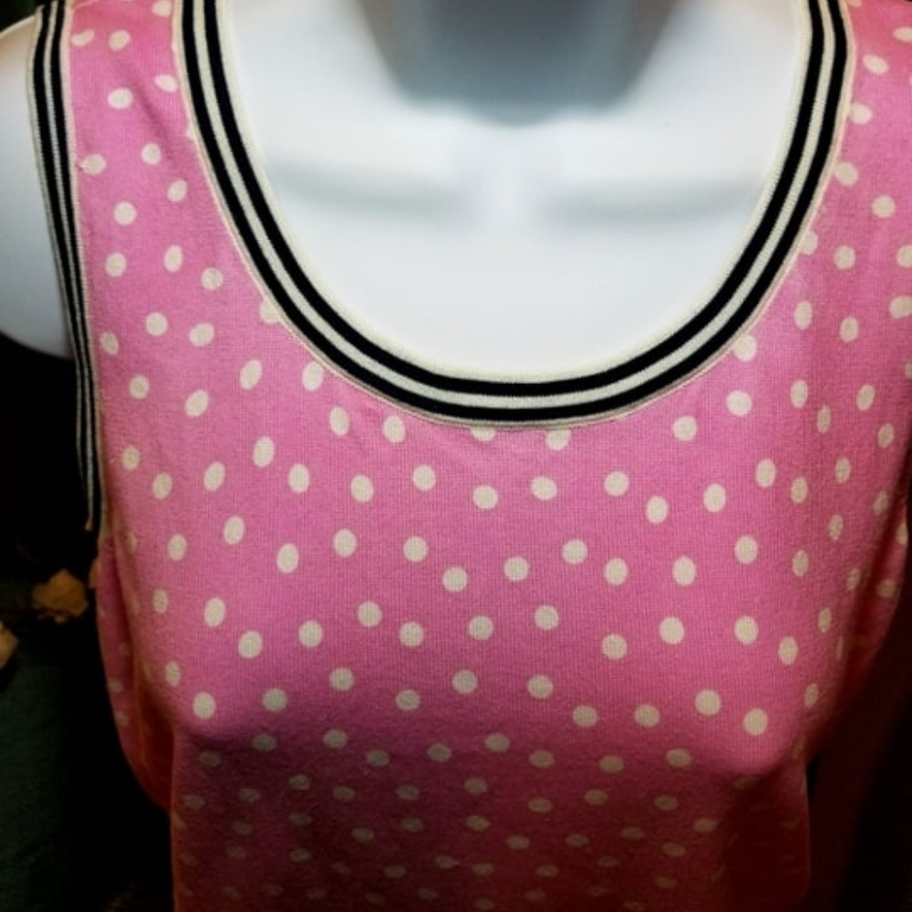 TALBOTS Tank Shell ~ Polkadots kick it Pink - Picture 2 of 8